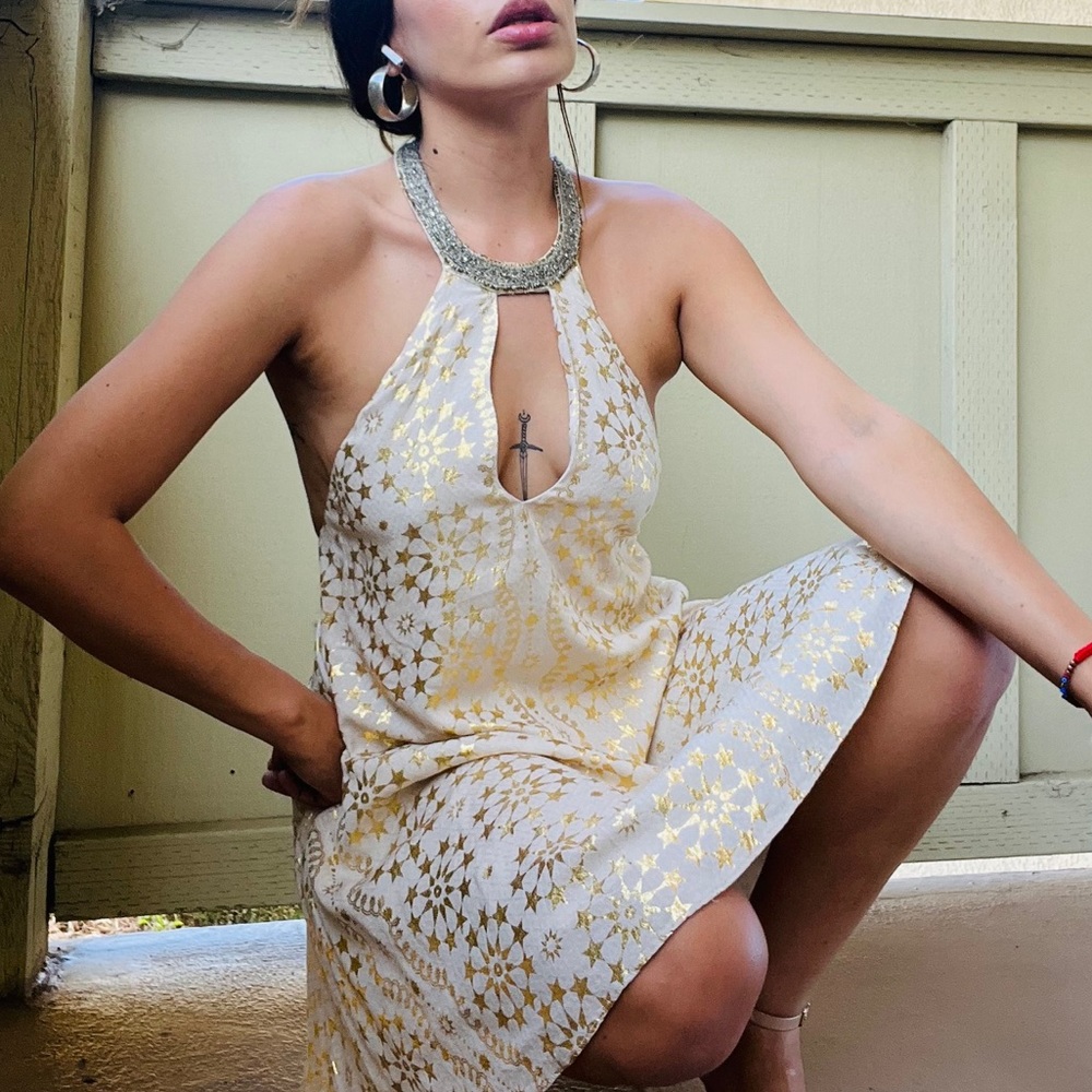NWT Kimchi Blue Stars Gold Dress Sz S